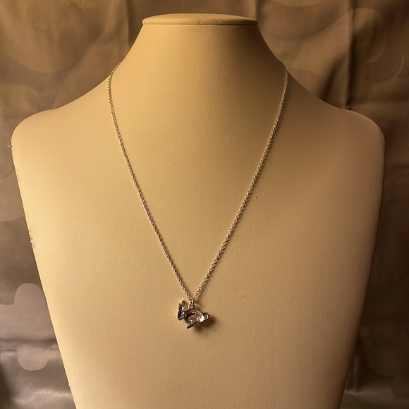 Silver with white & pink rhinestones S.A.Q Avon bunny necklace - Picture 6 of 8